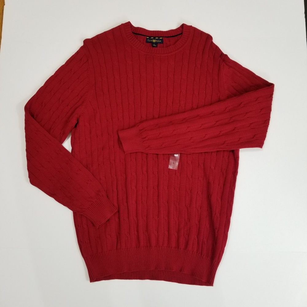 NWT  Club Room Men's Pima Cotton Red Sweater Sz L